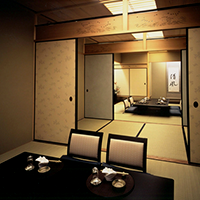 Japanese 6-tatami room for 4 or less, Japanese 8-tatami room for 10 or less, Japanese two rooms with 18-tatami for 20 or less